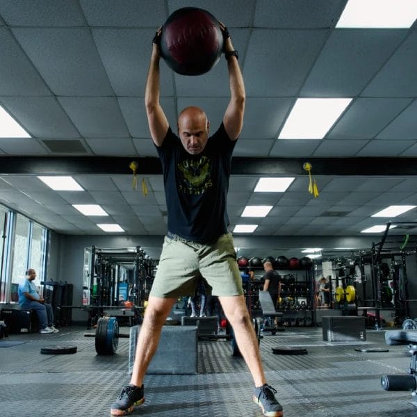 Man lifting med ball